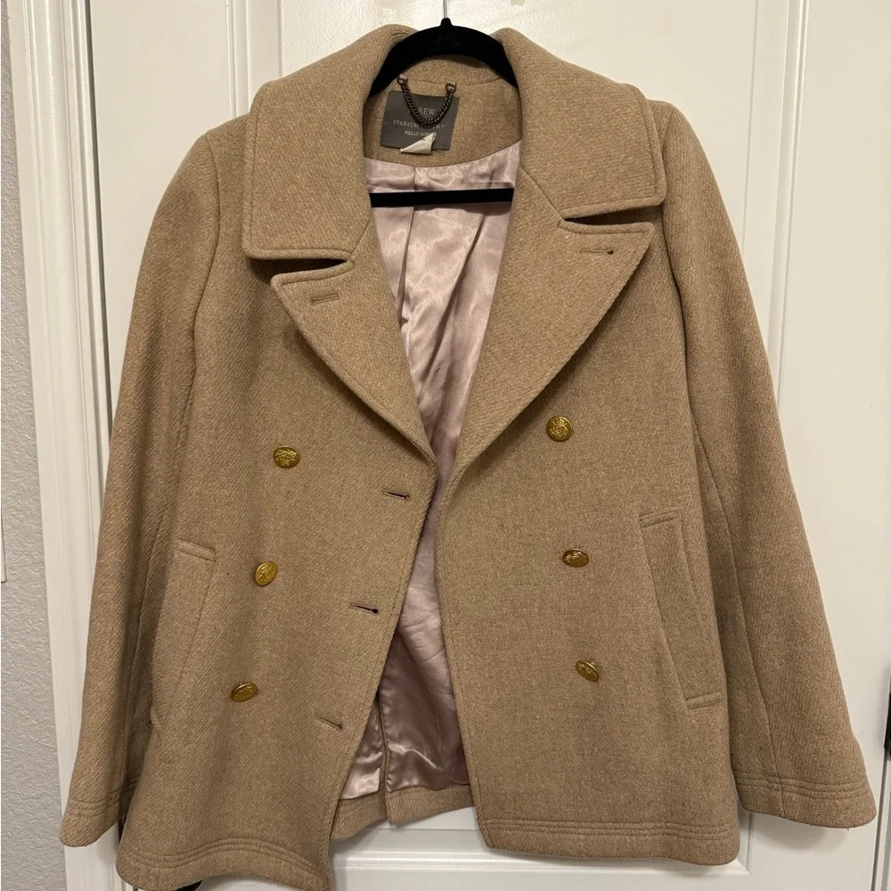 J. Crew Tan Pea Coat with Gold Buttons - Picture 4 of 4
